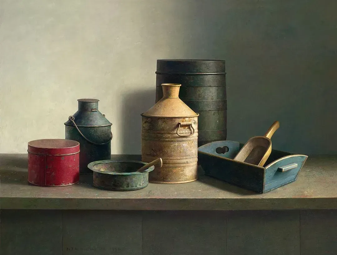 Helmantel schilderij uit 1992 Stillevencompositie