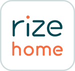 A logo for a company called rize home.