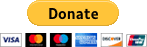 A yellow button that says donate is surrounded by credit card logos.
