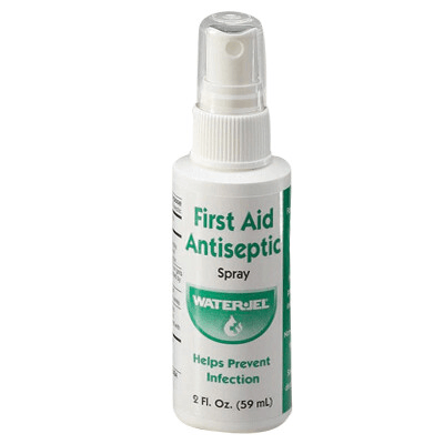 a white bottle of first aid antiseptic spray