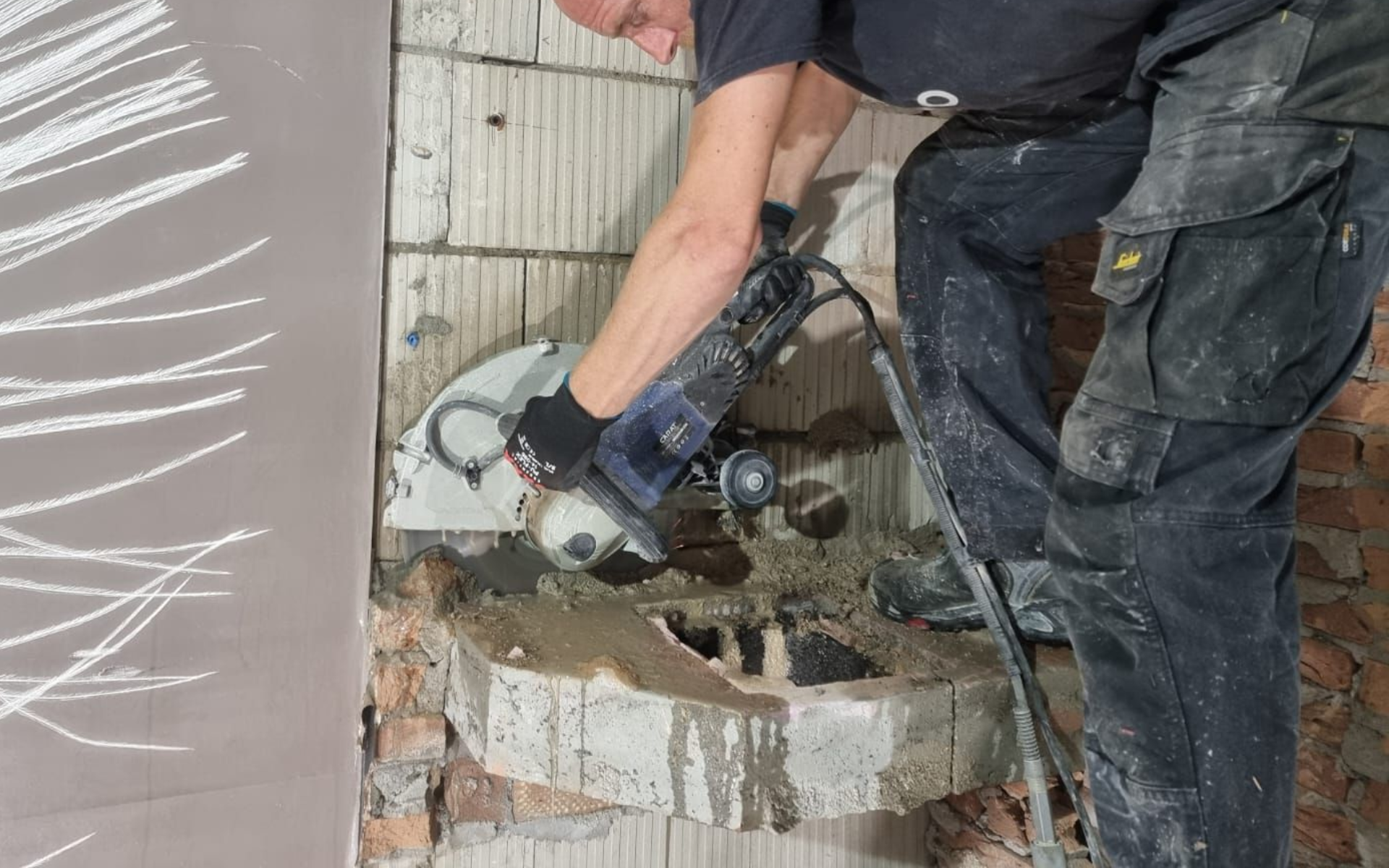 Bondig beton zagen met water