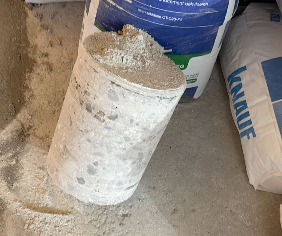 Beton kern uit beton geboord met diamantboor