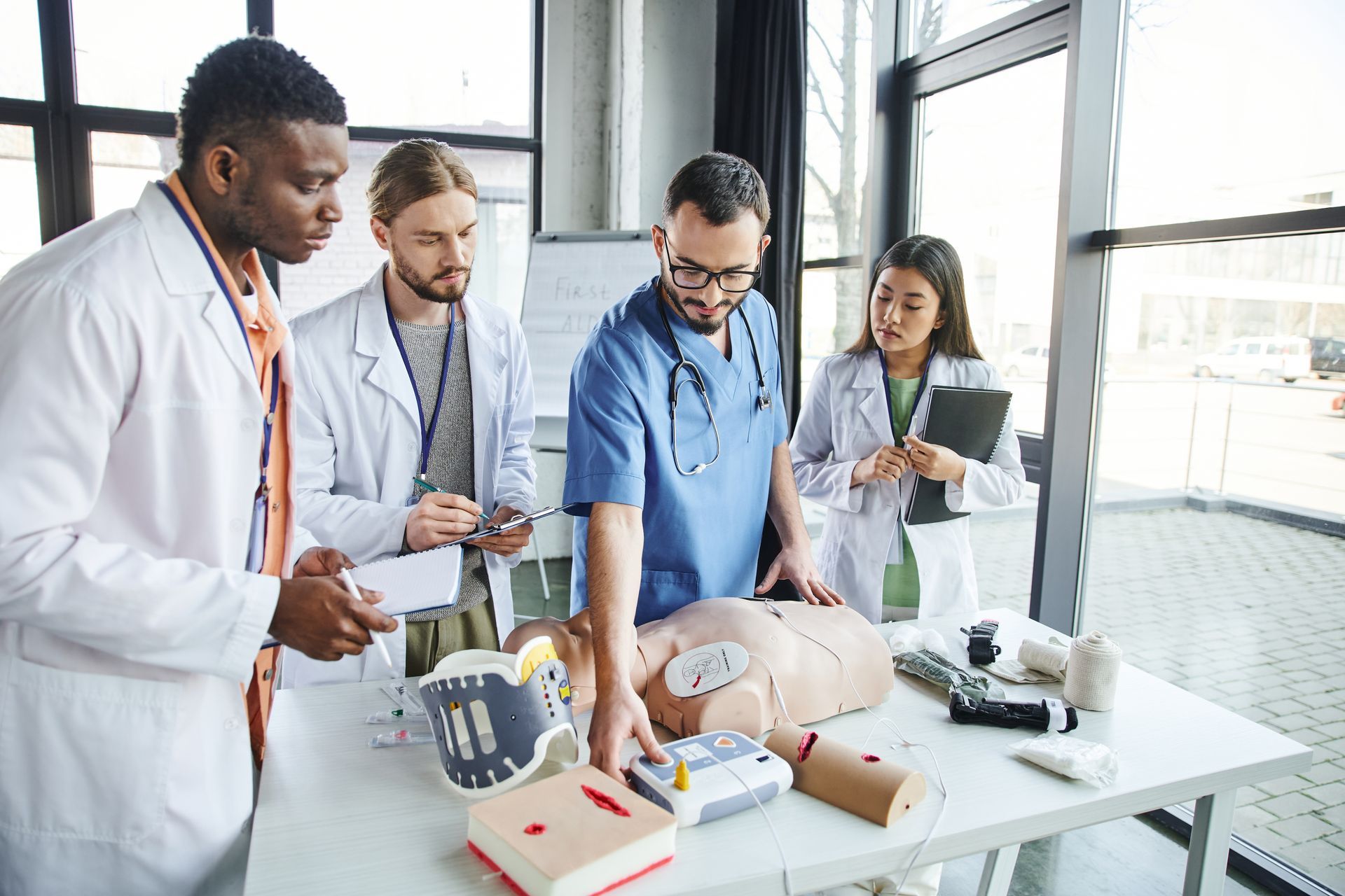 A group of research and development experts are going through the stages of development