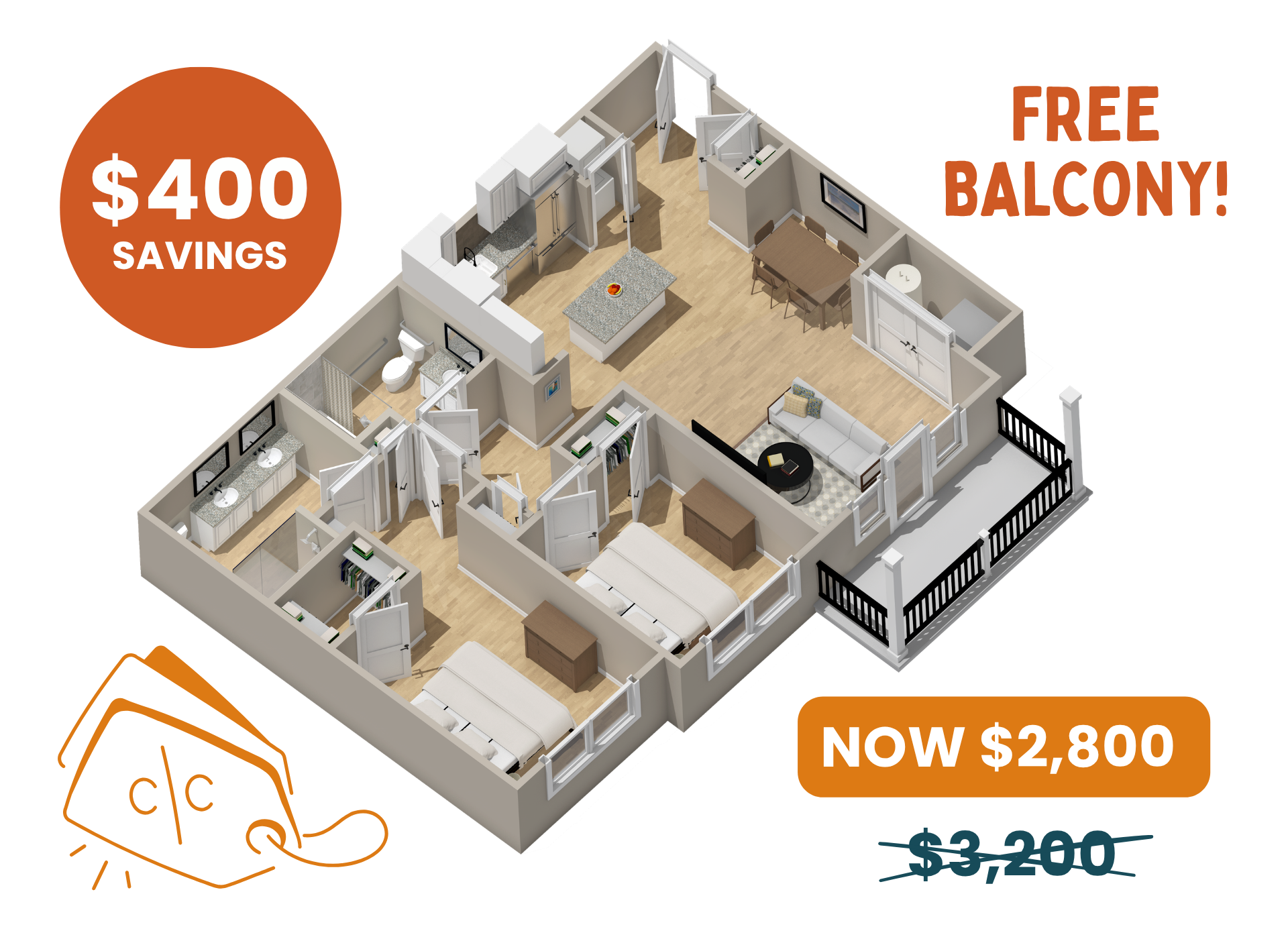 An isometric floor plan of a house in the village