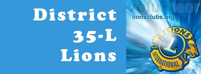 A blue sign that says district 35-l lions on it