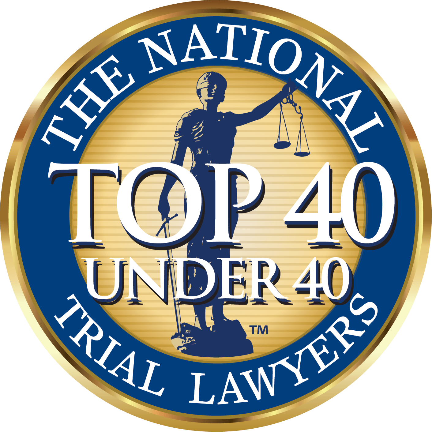 The national top 40 under 40 trial lawyers logo.