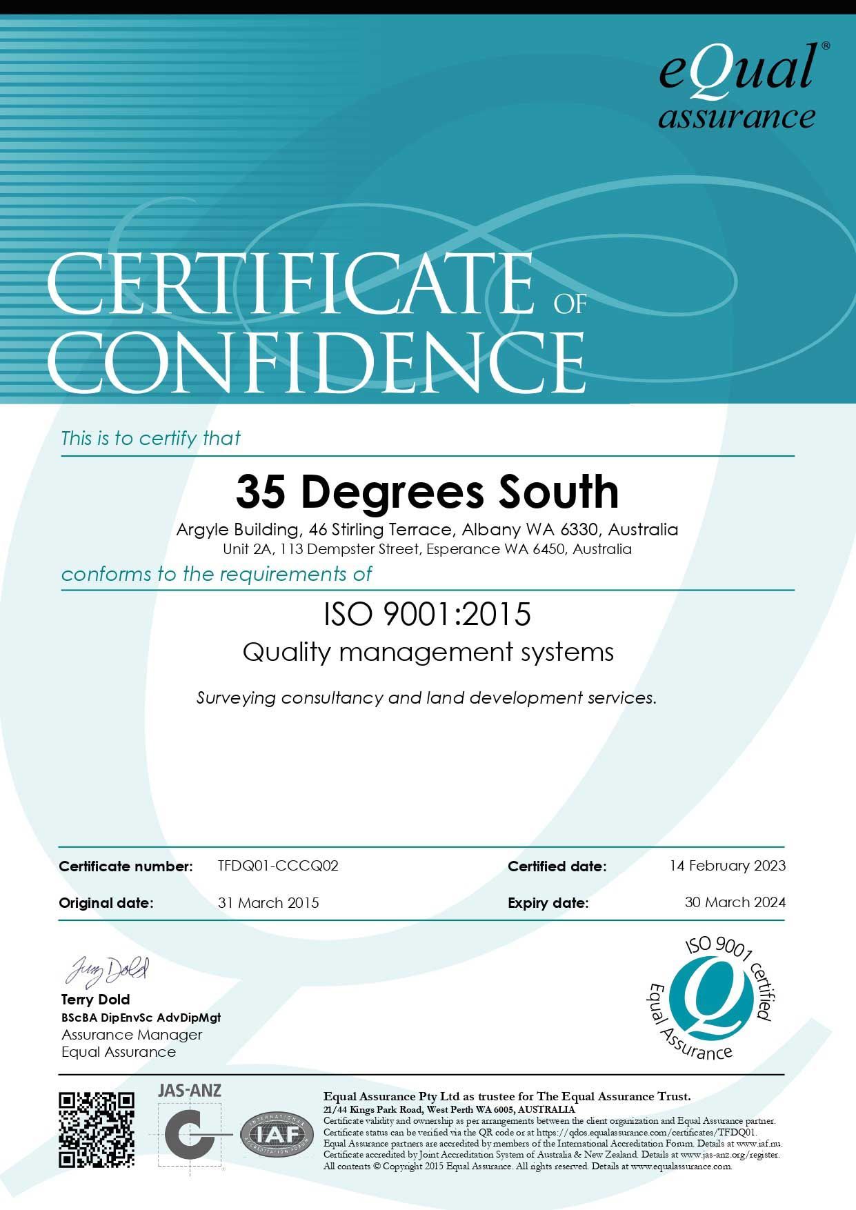 Certificate of Confidence