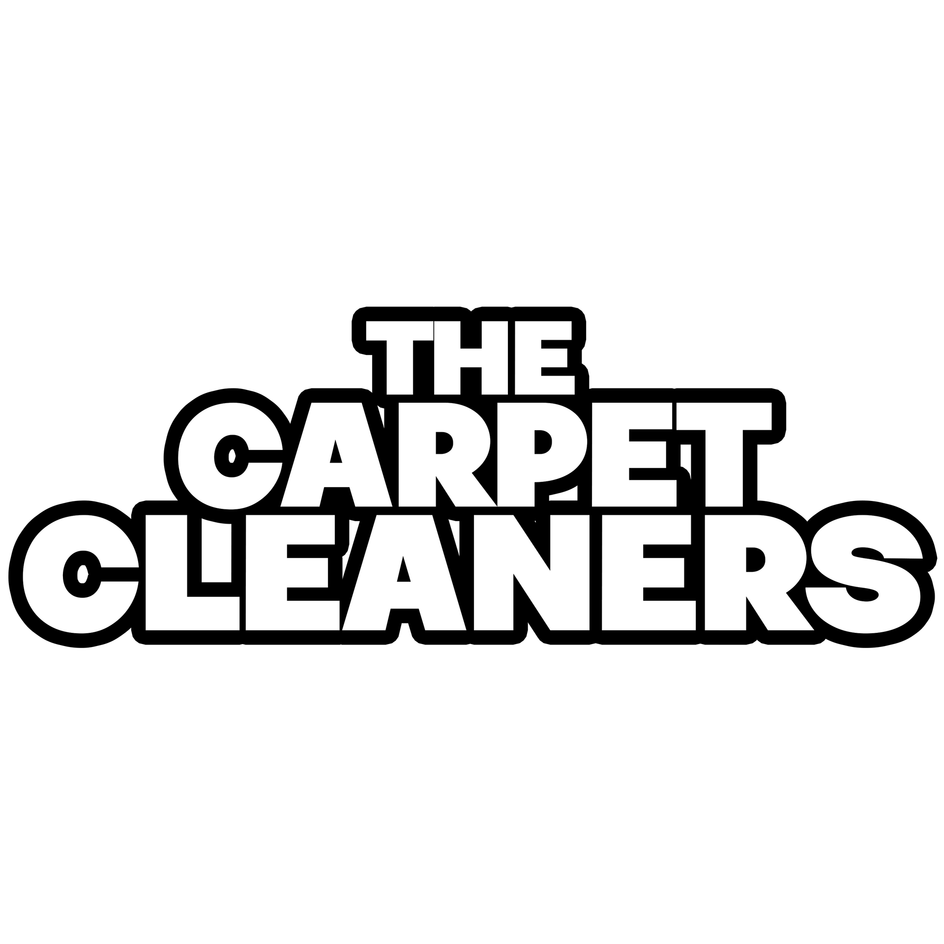 The logo for the carpet cleaners is black and white.