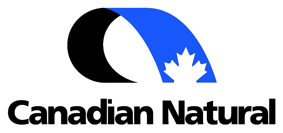 Canadian Natural logo with black and blue crescent shape and white maple leaf