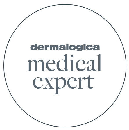 Das Logo von Dermalogica Medical Expert befindet sich in einem Kreis auf weißem Hintergrund.