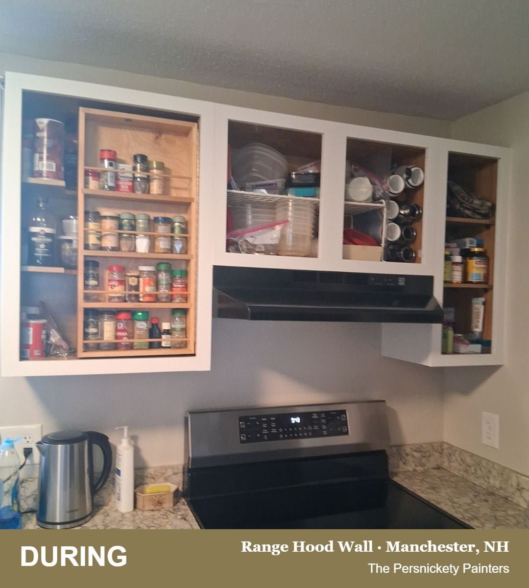 Range Hood Wall during painting, Manchester, NH - The Persnickety Painters
