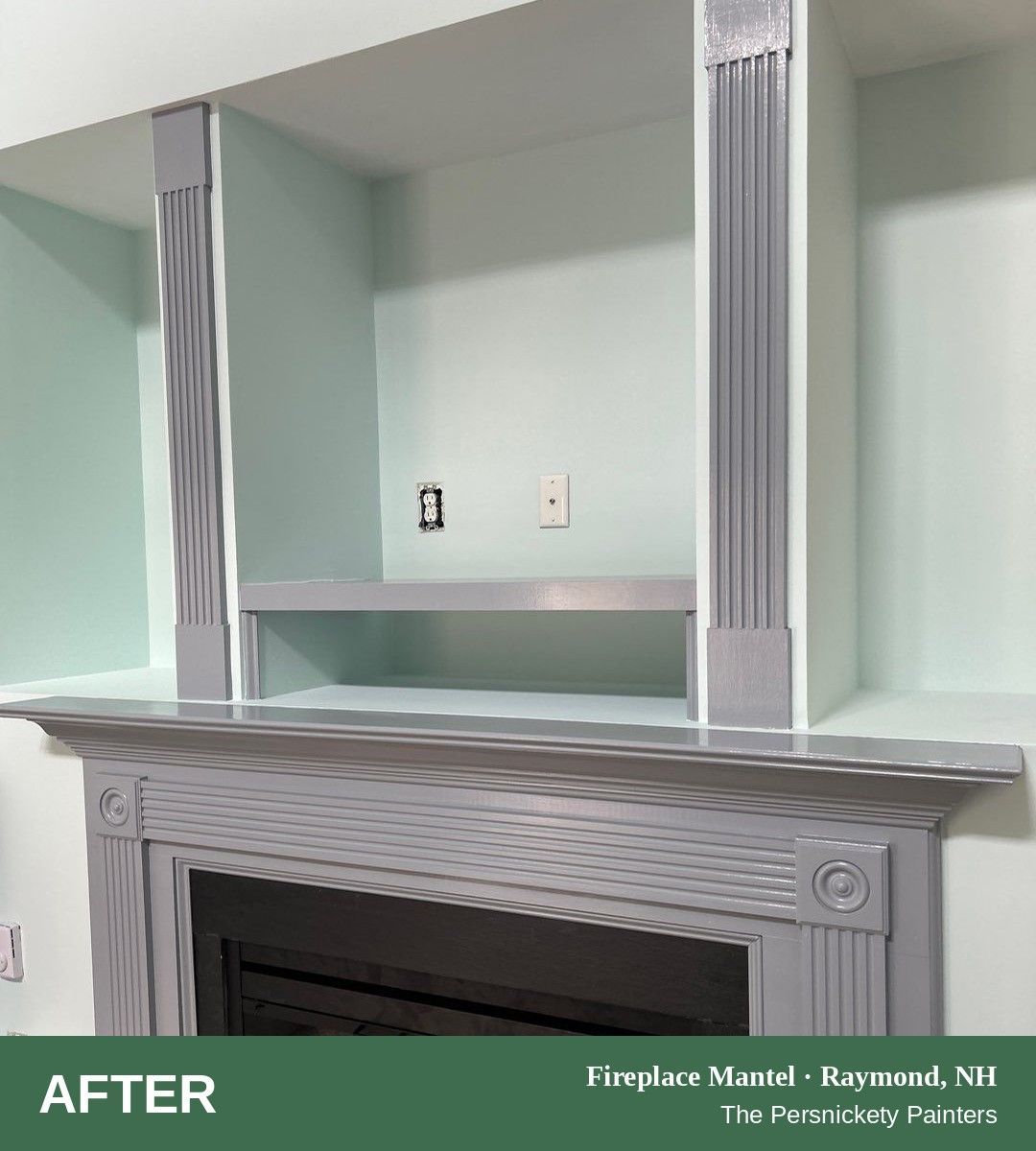 Fireplace Mantel after painting, Raymond, NH - The Persnickety Painters