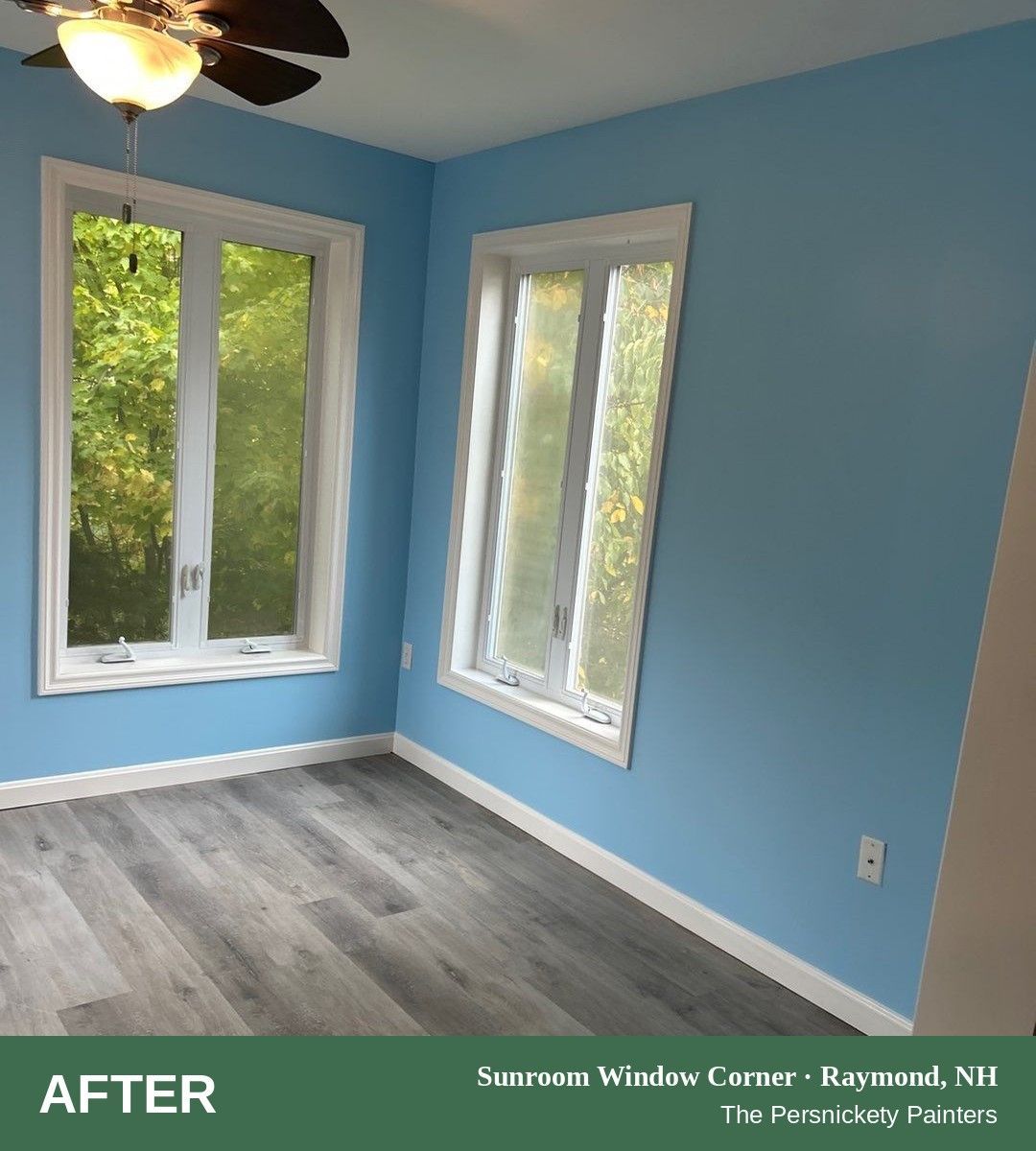 Sunroom Window Corner after painting, Raymond, NH - The Persnickety Painters