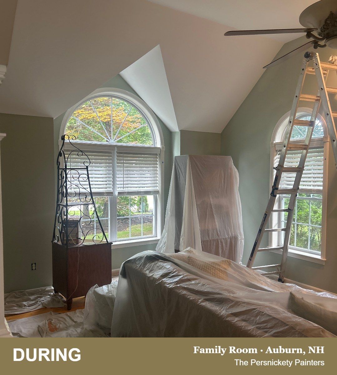 Family Room during painting, Auburn, NH - The Persnickety Painters