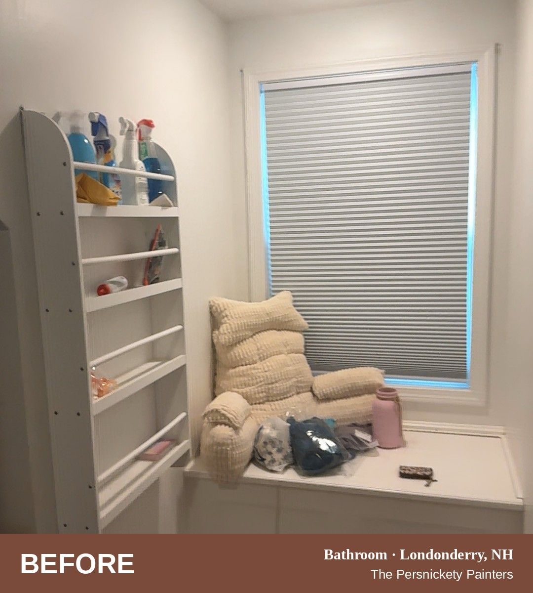 Bathroom before painting, Londonderry, NH - The Persnickety Painters