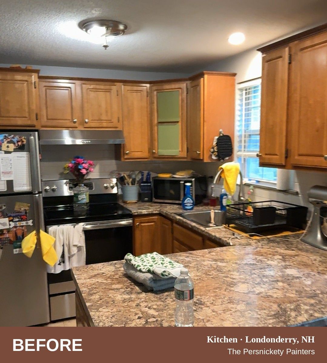 Kitchen before painting, Londonderry, NH - The Persnickety Painters