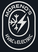 Moreno&rsquo;s Hvac & Electric logo in black and white with a lightning bolt and snowflake icon
