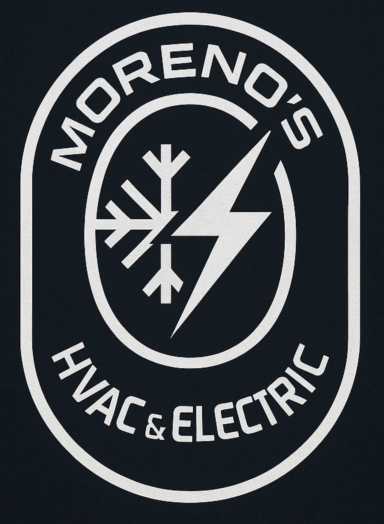 Moreno&rsquo;s Hvac & Electric logo in black and white with a lightning bolt and snowflake icon