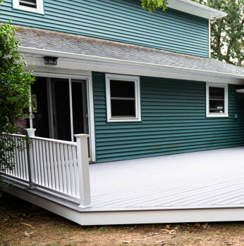 Composite decking in backyard