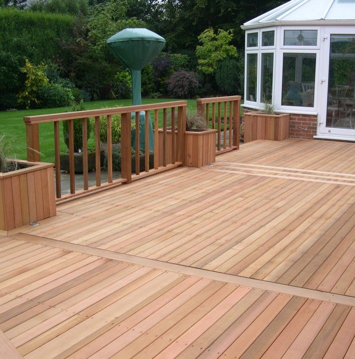 Decking with planter boxes