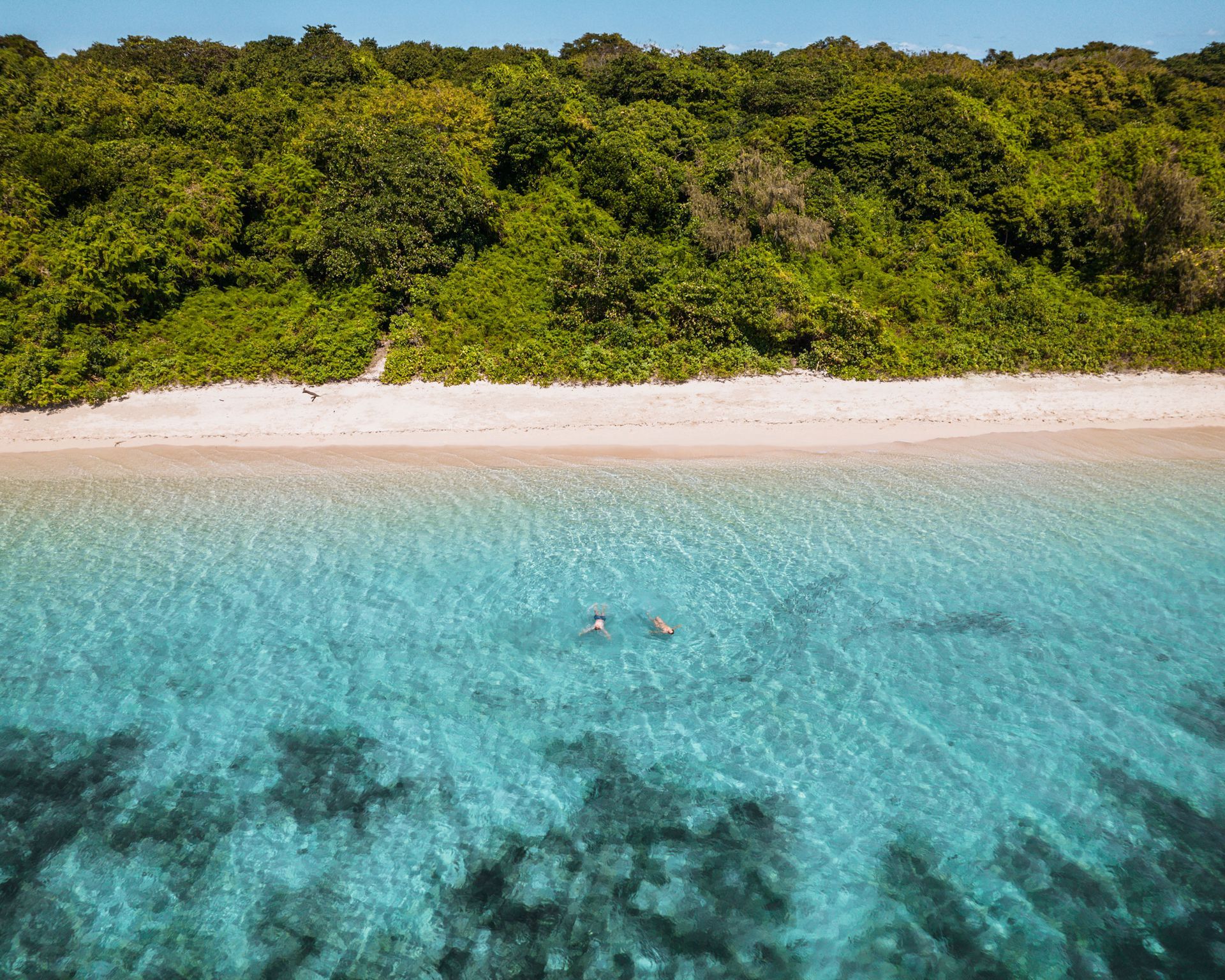 full-day-experience-beach-swimming.jpg Visitors swimming in crystal-clear waters beside Green Island's white sand beach.