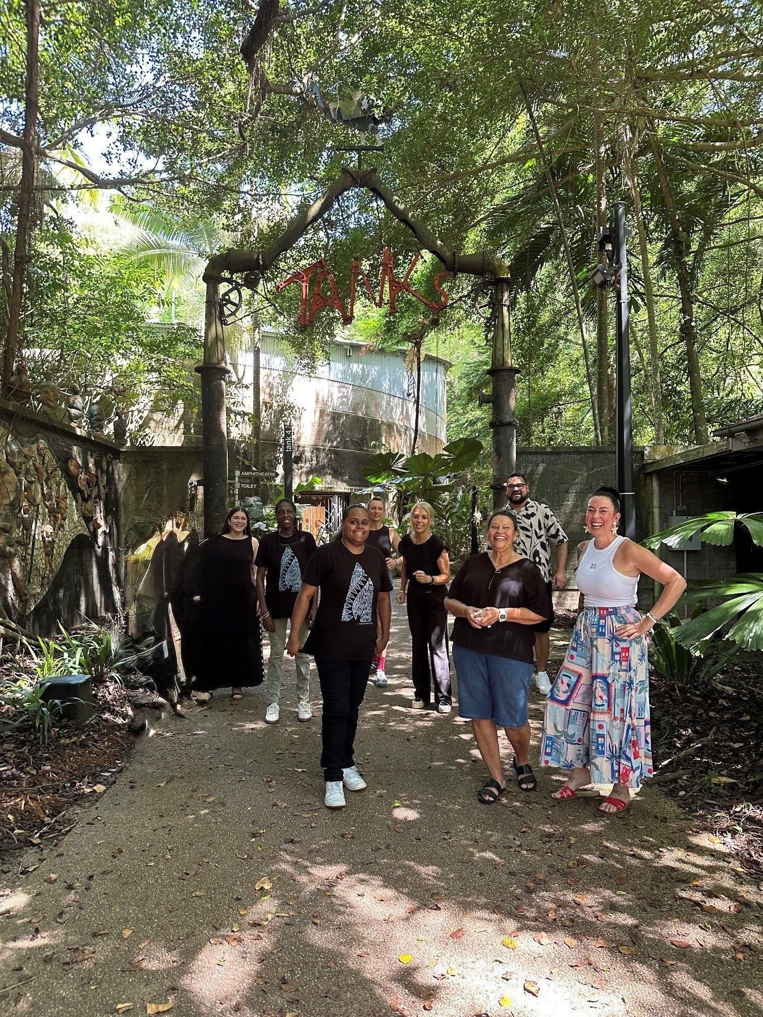 Megsi O'Toole with Cairns Indigenous Art Fair staff and team members at Tanks Art Centre