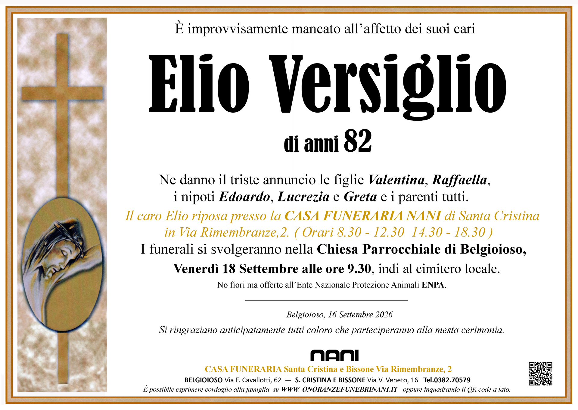 necrologio Elio Versiglio