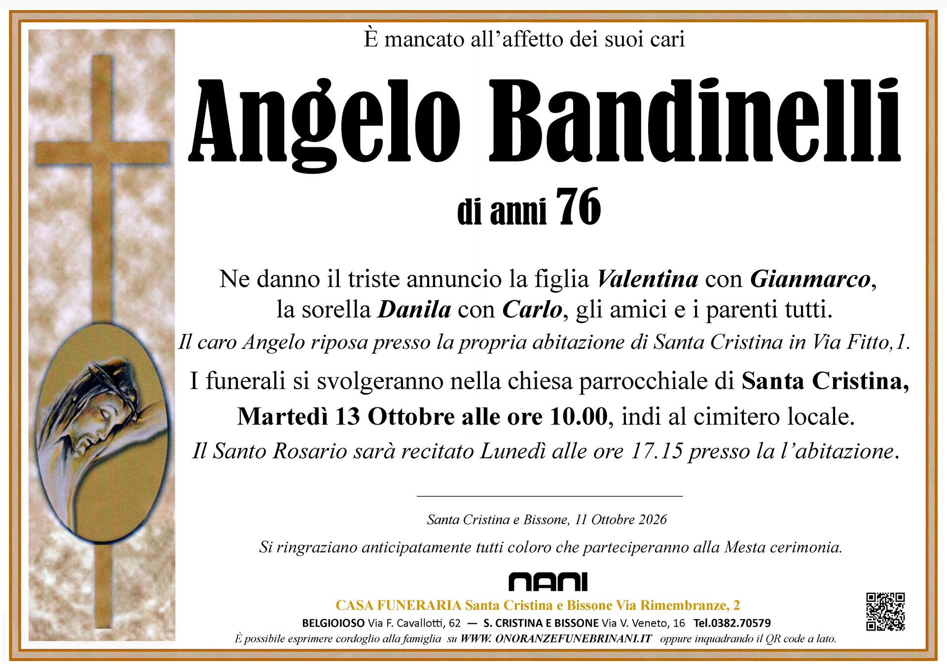 necrologio Angelo Bandinelli