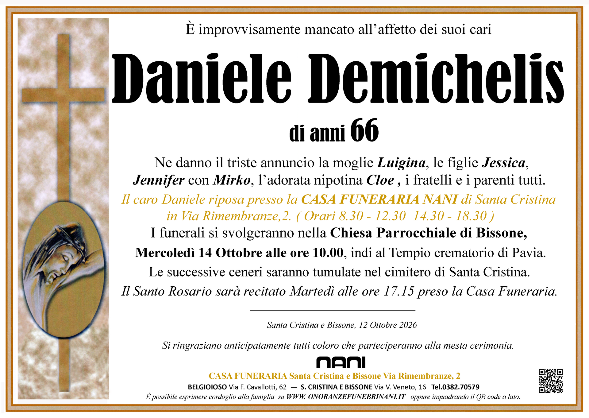 necrologio Daniele Demichelis