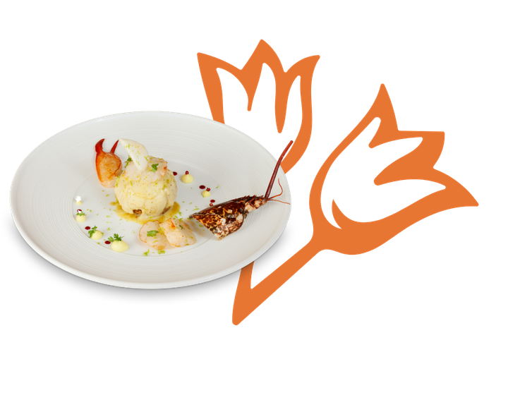 Une assiette blanche avec un homard dessus