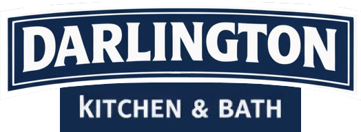 Logo for Darlington Kitchen & Bath featuring white text on a dark blue background.