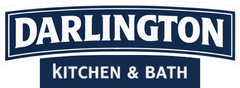 Logo for Darlington Kitchen & Bath featuring white text on a dark blue background.