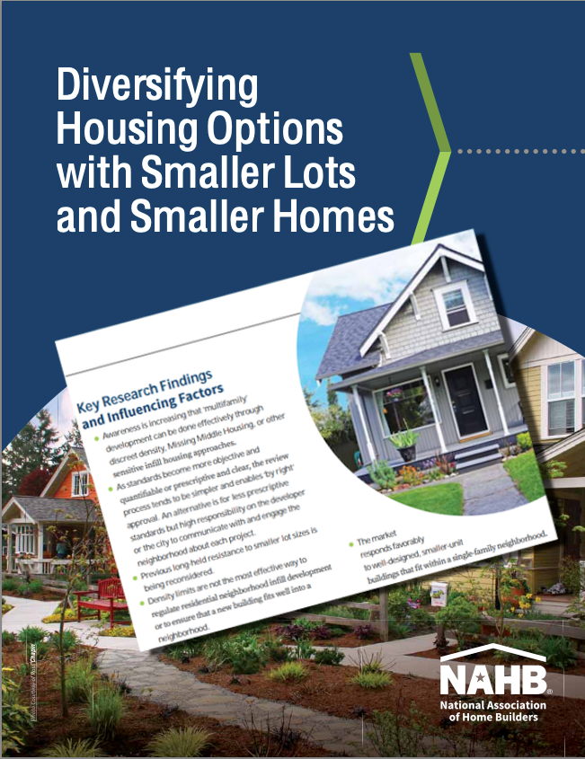 a brochure about diversifying housing options with smaller lots and smaller homes
