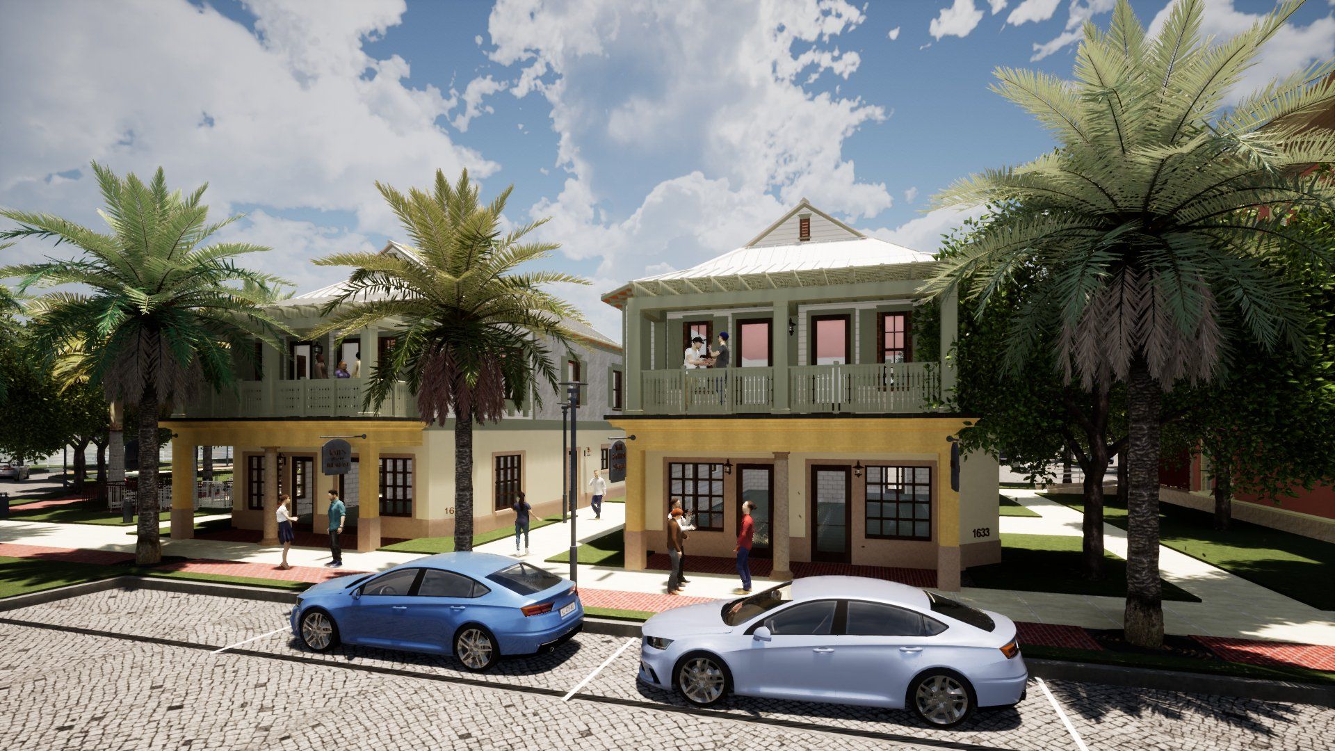 Click to read more a couple of cars are parked in front of a building .