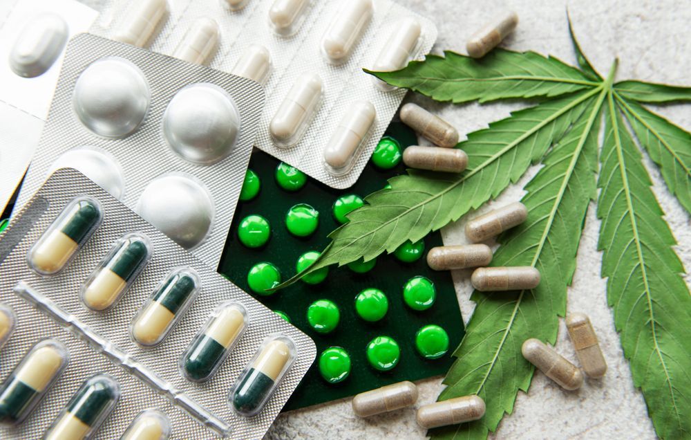 Herbal supplements lying on a table.