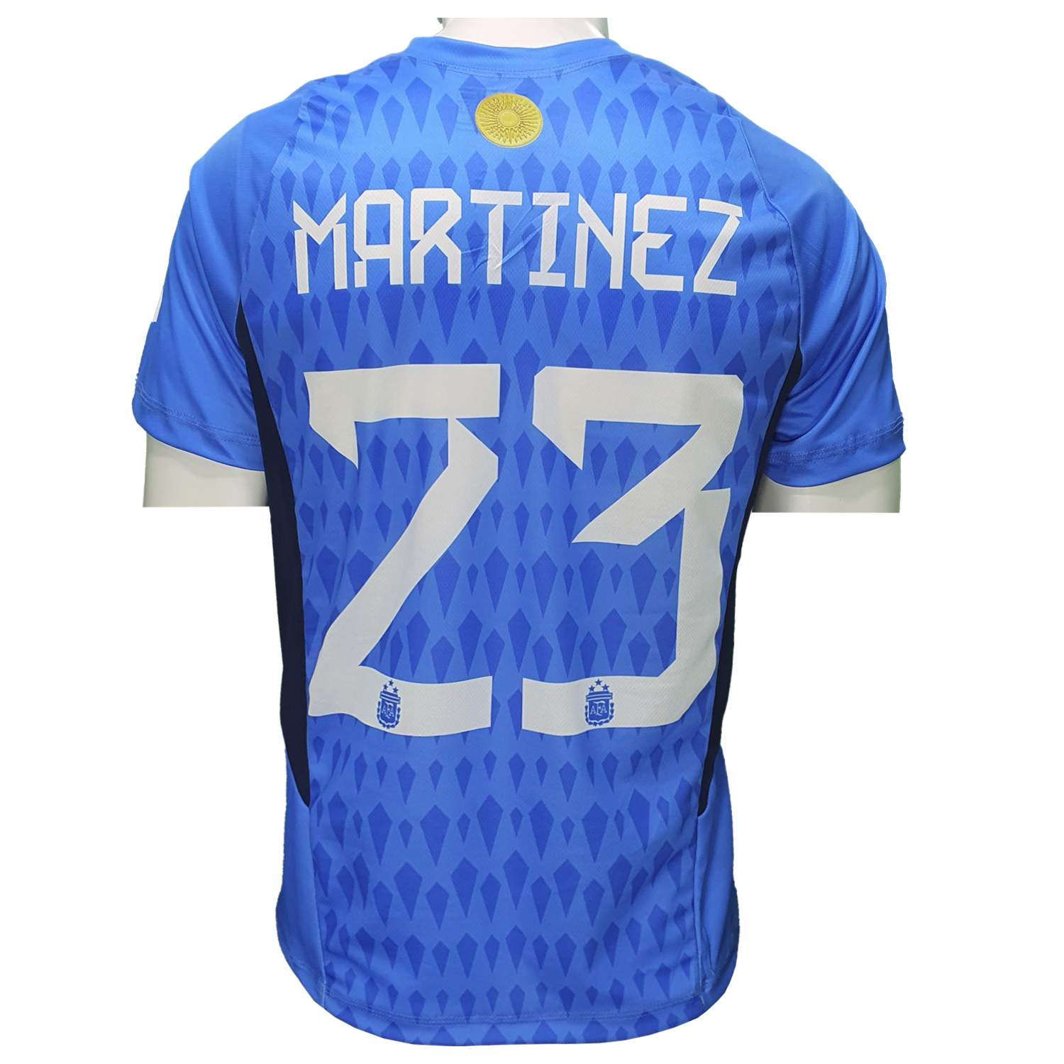 Camiseta de fútbol azul con 