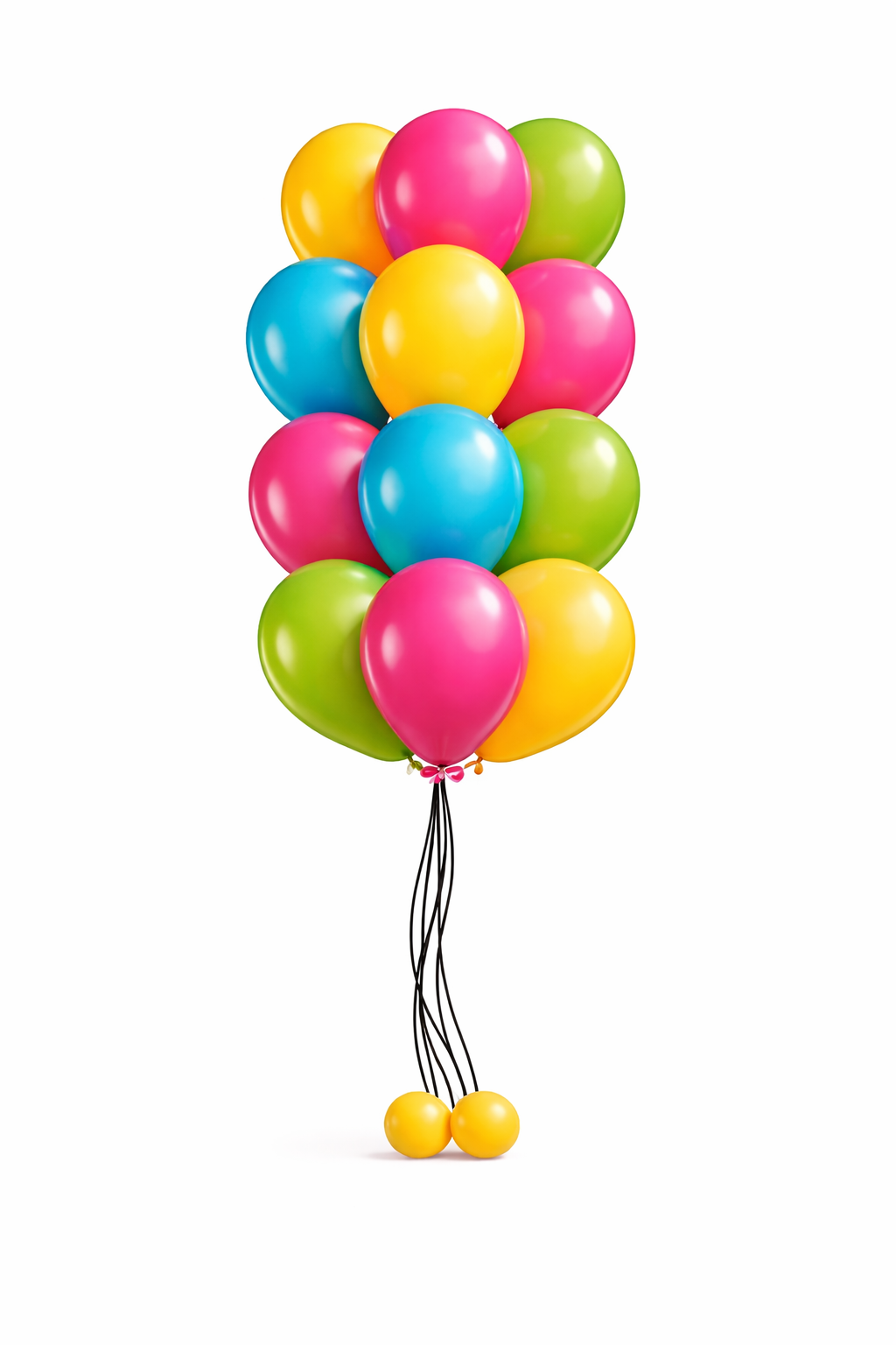 Twelve balloon tabletop centerpiece with helium balloons, ideal for corporate events and large celebrations in Fort Worth