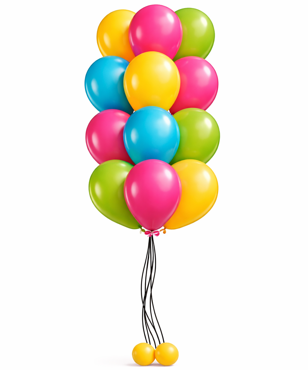 Bright helium balloon bouquet with multicolor latex balloons for party decorations in Fort Worth DFW area