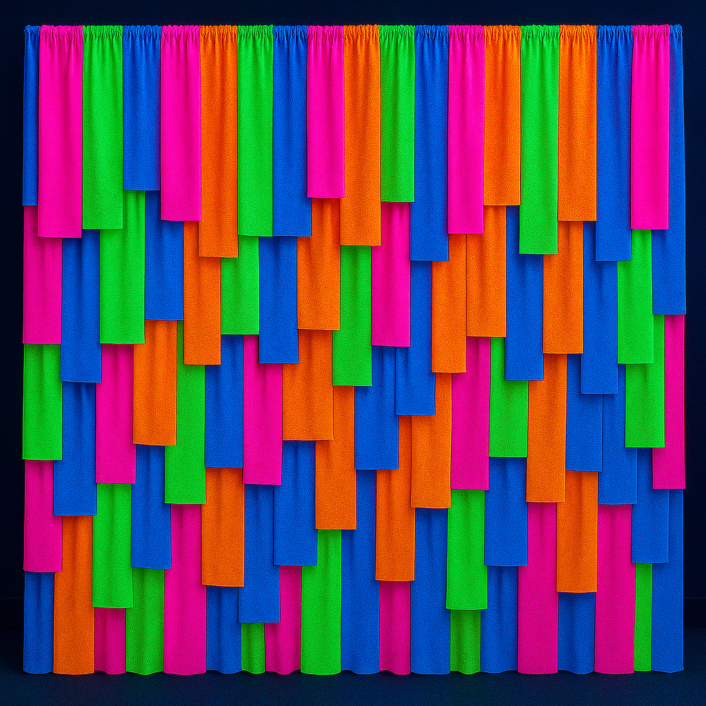 Multicolor streamer backdrop featuring bright layered streamers for a bold event background