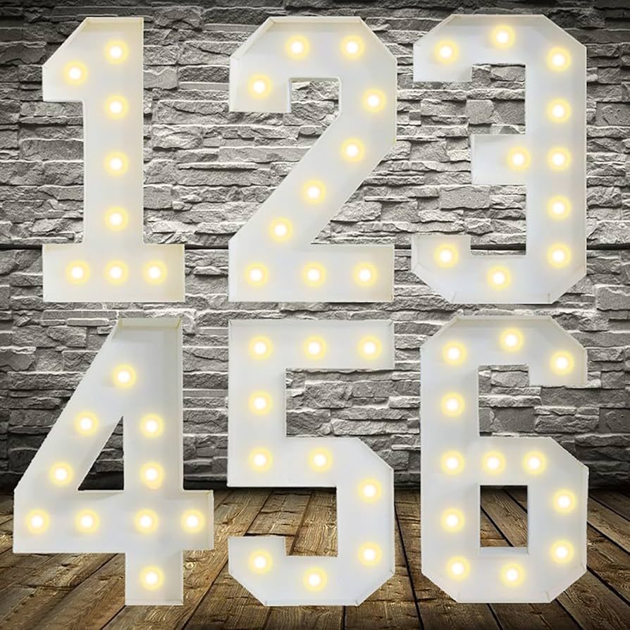 Light up marquee numbers for event backdrop display rental in Fort Worth Texas