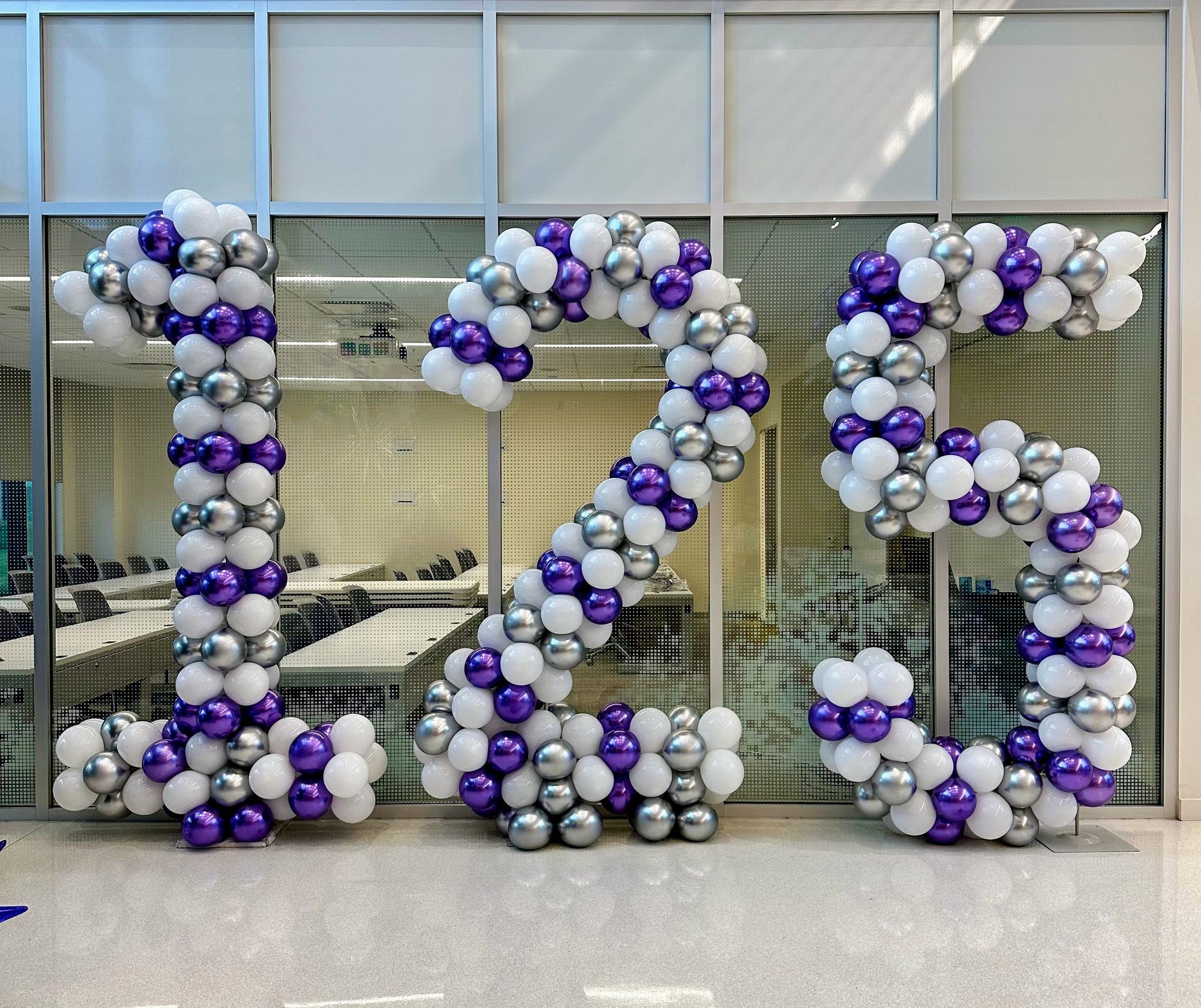 Back to school balloon number display with themed balloons, perfect for school milestones, photo areas, and events