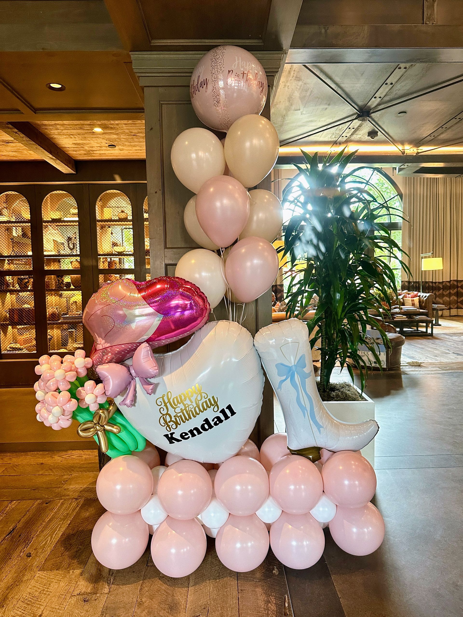 Western themed balloon marquee display for corporate events, themed parties, and Texas celebrations