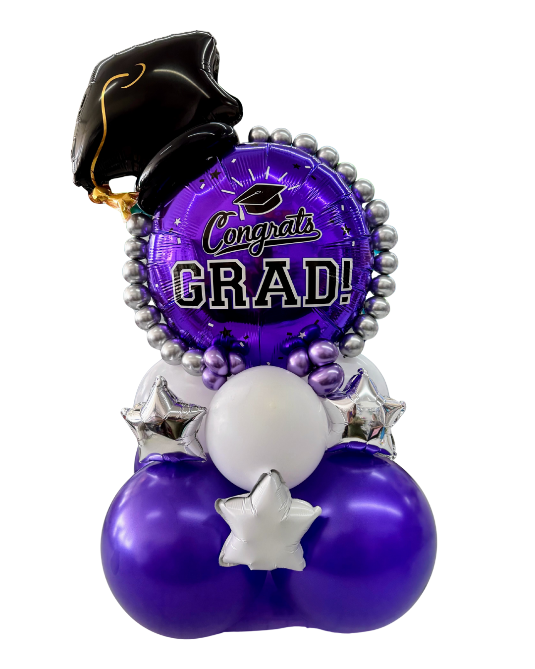 Graduation balloon centerpiece featuring 