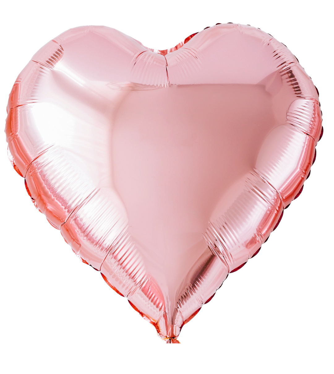 Single Rose Gold Heart Mylar balloon