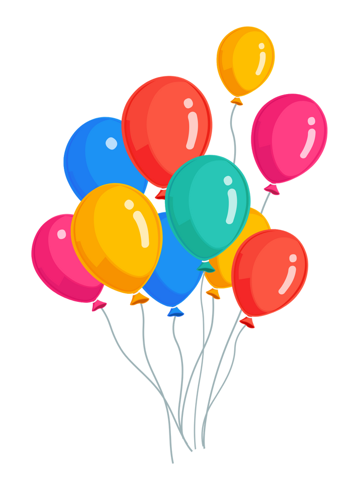A bunch of colorful balloons on a white background