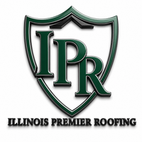 Illinois Premier Roofing logo with green shield and black text