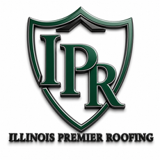 Illinois Premier Roofing logo with green shield and black text