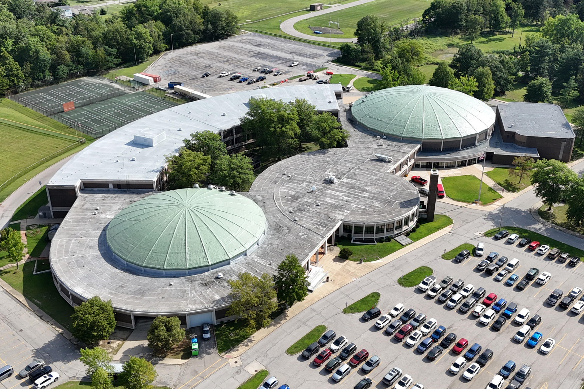 Normandy High School in Parma, Ohio. West Roofing Systems installed the commercial roof in 2025.