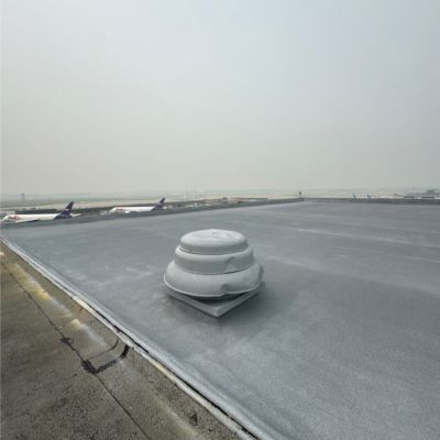 Finished spray foam roof at United Airlines - Hangar 2 - Cleveland, Ohio