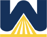 Blue-and-yellow stylized W logo with mountain-like shapes and a gold sunburst